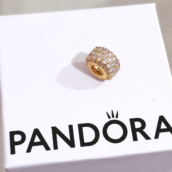 PANDORA Sparkling Pave Triple-row charm w/box - Picture 7 of 8